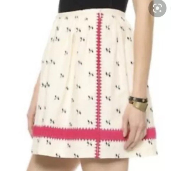 Madewell cream linen embroidered full mini skirt NWOT size 2